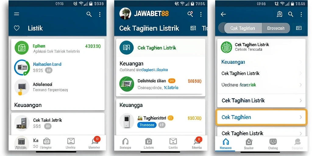 Tampilan antarmuka JAWABET88 yang memudahkan cek tagihan listrik.