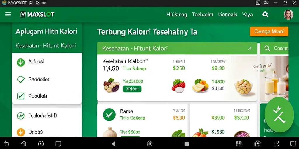 Tampilan antarmuka intuitif MAXSLOT untuk menghitung kalori.