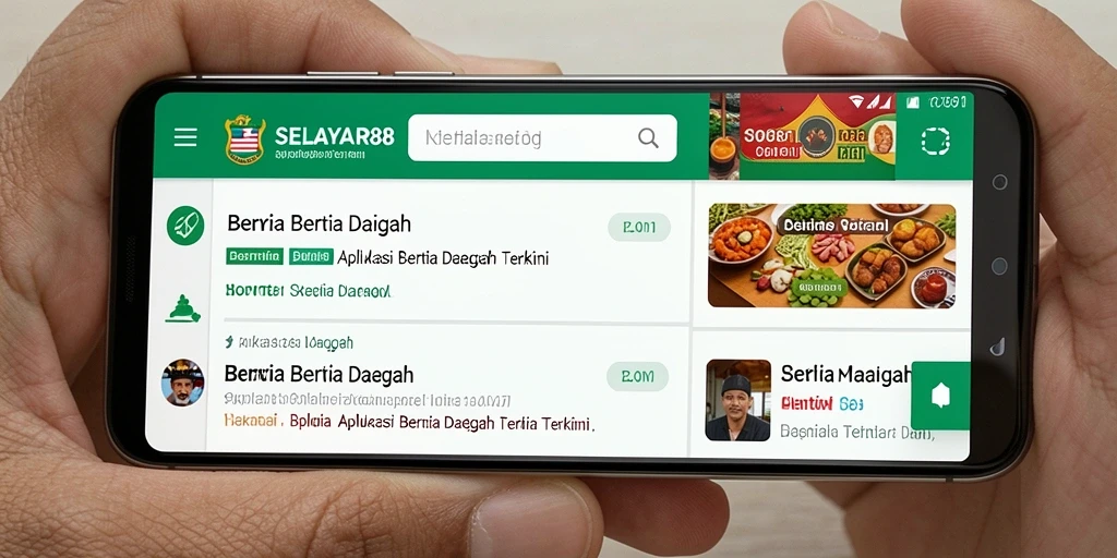 Antarmuka aplikasi SELAYAR88 yang menampilkan berita daerah secara terstruktur.