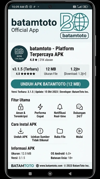 Tampilan halaman APK batamtoto